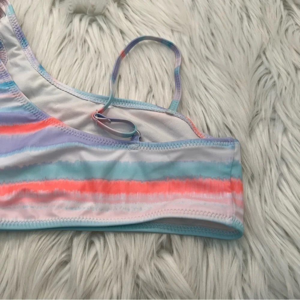 Lucky Brand Girls Size XL 16 Bikini Top Blue Tint One Shoulder Stretch Purple